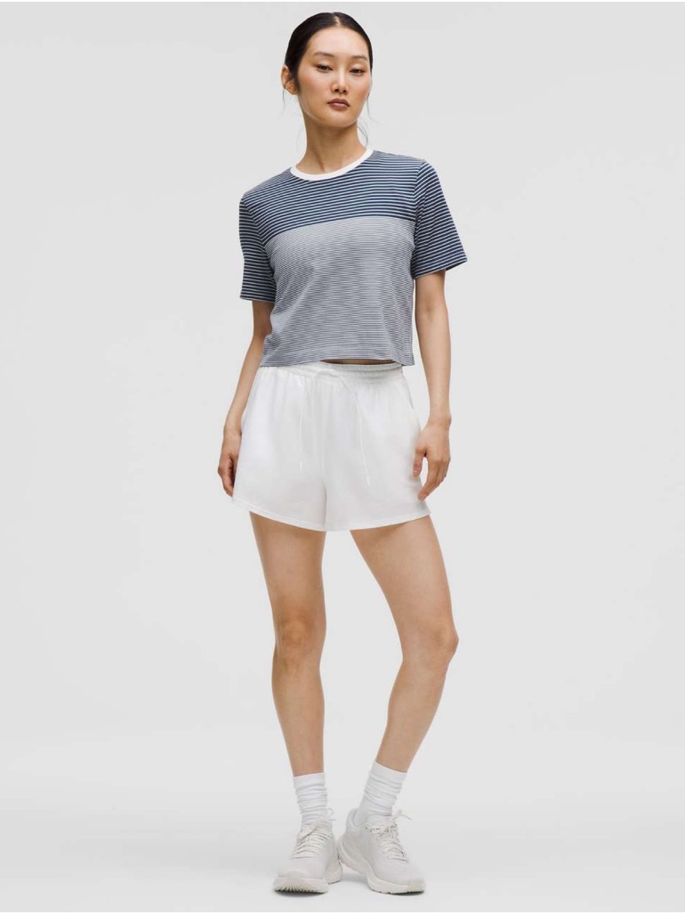 Lululemon Seamless Classic-Fit Mariner Stripe Cropped T-Shirt Club Blue / White - Picture 4 of 9